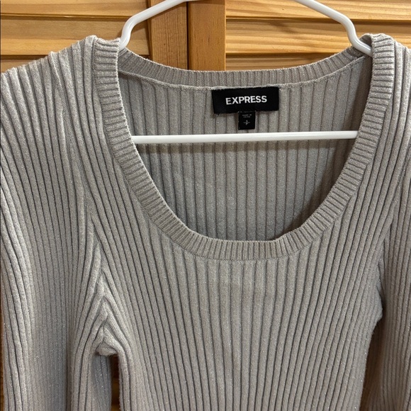 Express Light Gray Ribbed Sweater - Picture 4 of 4